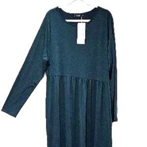 New DARK GREEN ASYMMETRICAL SCOOP NECK BOUTIQUE MAXI DRESS  2x  FALL WINTER BOHO